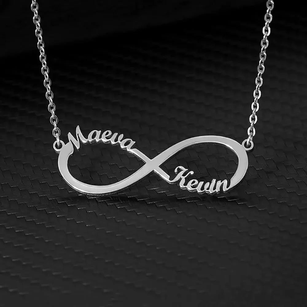 Collier Infini Personnalisé Or – Deux Prénoms Gravés, Acier Inoxydable Doré Mon cadeau unique