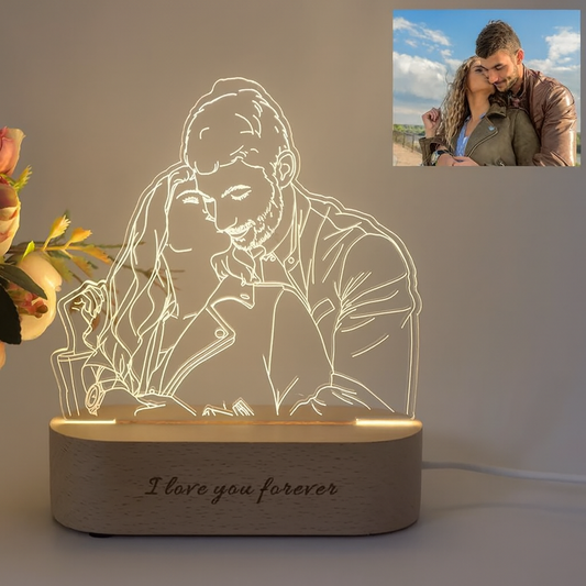 Lampe LED Portrait Personnalisée – Gravure Photo sur Acrylique, Cadeau Couple Unique & Lumière Ambiance Mon cadeau unique