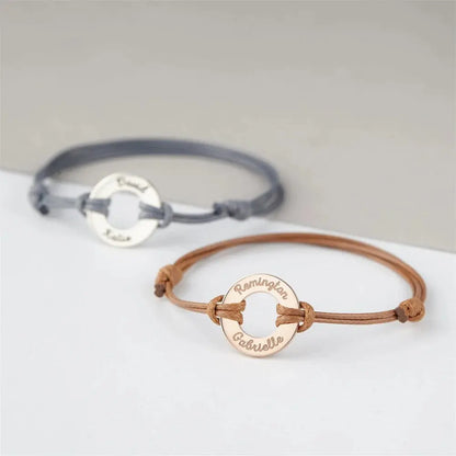 Bracelet Cordon Ajustable Personnalisé – Cercle Acier Inox + Gravure Nom, Bijou Cadeau Pour Elle Mon cadeau unique