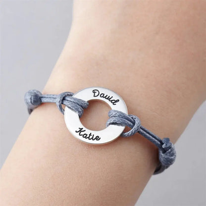 Bracelet Cordon Ajustable Personnalisé – Cercle Acier Inox + Gravure Nom, Bijou Cadeau Pour Elle Mon cadeau unique