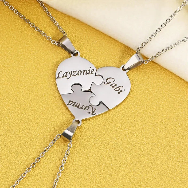 Collier Puzzle Personnalisé – Jusqu’à 4 Prénoms | Acier Inoxydable Premium Mon cadeau unique