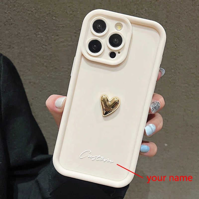 Coque iPhone Personnalisée avec Cœur Doré – Étui Premium Anti-Choc avec Prénom Gravé Mon cadeau unique