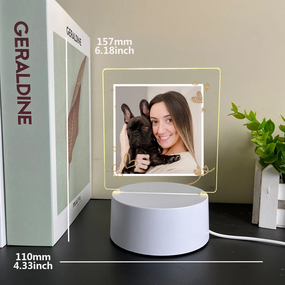Lampe LED Personnalisée – Photo & Gravure Acrylique 3D Mon cadeau unique