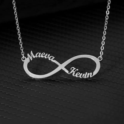Collier Infini Personnalisé Or – Deux Prénoms Gravés, Acier Inoxydable Doré Mon cadeau unique